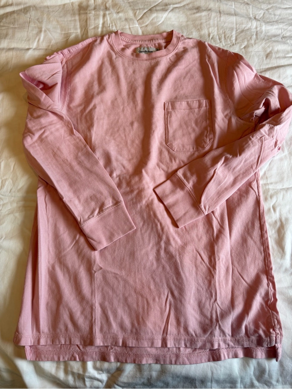 Goodfellow & Co Light Pink Long Sleeve Pocket Tee